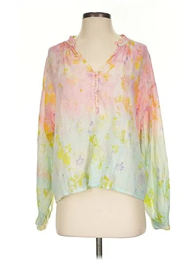 Pre-owned Pilcro Long Sleeve Blouse In Green