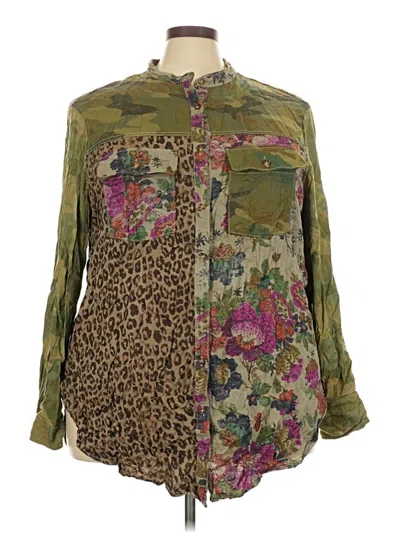 Pre-owned Pilcro Long Sleeve Blouse In Green