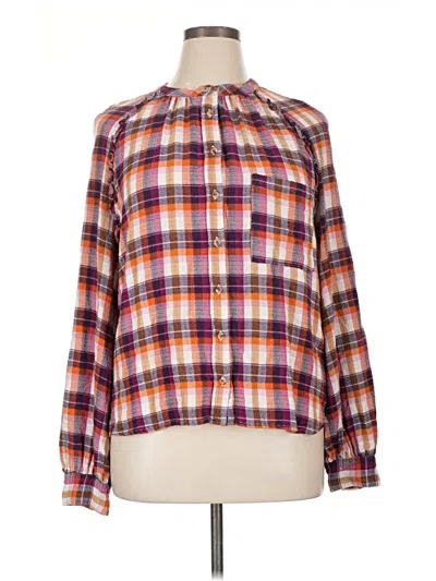 Pre-owned Pilcro Long Sleeve Blouse In Orange
