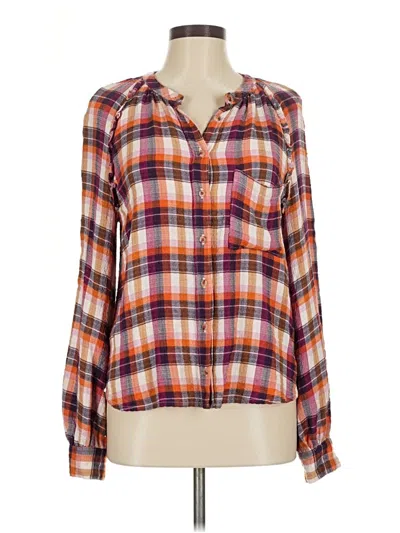 Pre-owned Pilcro Long Sleeve Blouse In Orange