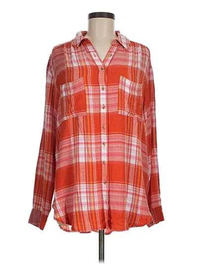Pre-owned Pilcro Long Sleeve Blouse In Orange