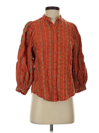 Pre-owned Pilcro Long Sleeve Blouse In Orange