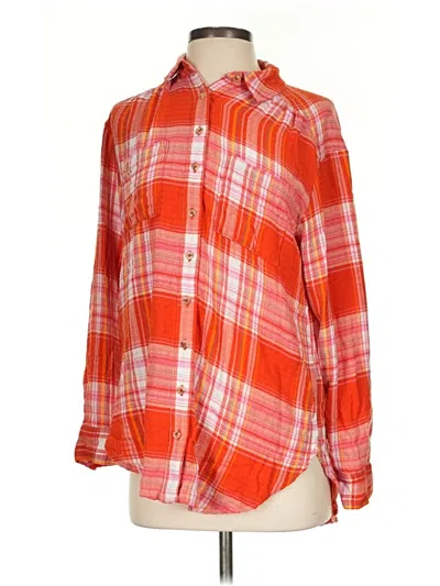 Pre-owned Pilcro Long Sleeve Blouse In Orange
