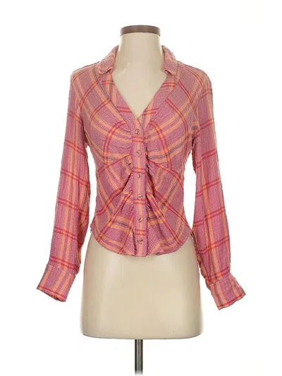Pre-owned Pilcro Long Sleeve Blouse In Pink