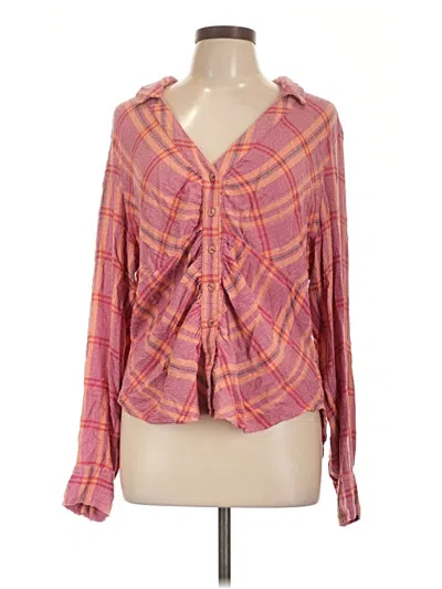 Pre-owned Pilcro Long Sleeve Blouse In Pink