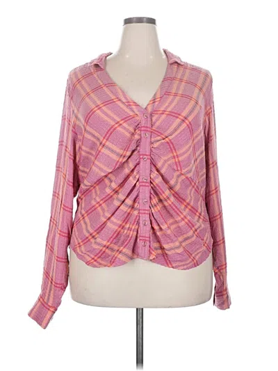 Pre-owned Pilcro Long Sleeve Blouse In Pink