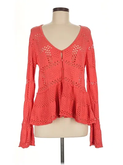 Pre-owned Pilcro Long Sleeve Blouse In Red