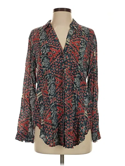 Pre-owned Pilcro Long Sleeve Blouse In Red
