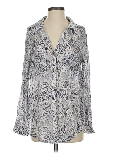 Pre-owned Pilcro Long Sleeve Blouse In Silver