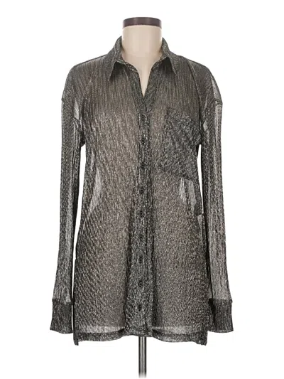 Pre-owned Pilcro Long Sleeve Blouse In Silver
