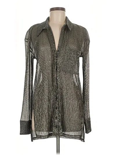 Pre-owned Pilcro Long Sleeve Blouse In Silver