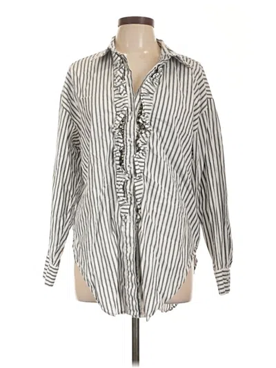 Pre-owned Pilcro Long Sleeve Blouse In Silver