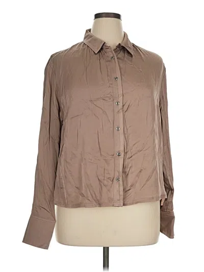 Pre-owned Pilcro Long Sleeve Blouse In Tan