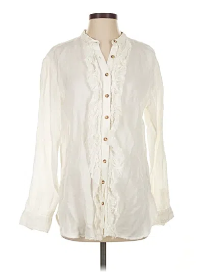 Pre-owned Pilcro Long Sleeve Blouse In White