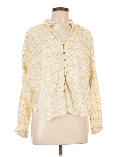 Pre-owned Pilcro Long Sleeve Blouse In Yellow