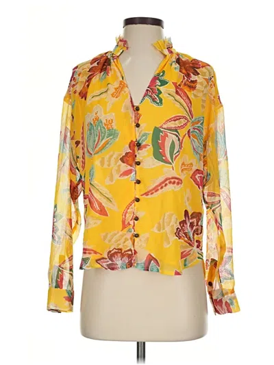 Pre-owned Pilcro Long Sleeve Blouse In Yellow