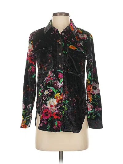 Pre-owned Pilcro Long Sleeve Button Down Shirt In Black