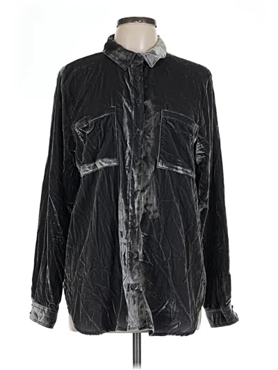Pre-owned Pilcro Long Sleeve Button Down Shirt In Black