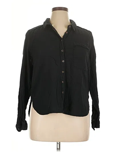 Pre-owned Pilcro Long Sleeve Button Down Shirt In Black