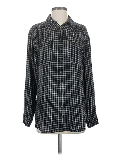 Pre-owned Pilcro Long Sleeve Button Down Shirt In Black