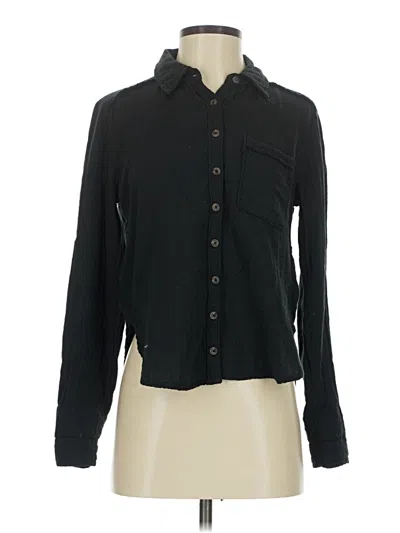 Pre-owned Pilcro Long Sleeve Button Down Shirt In Black