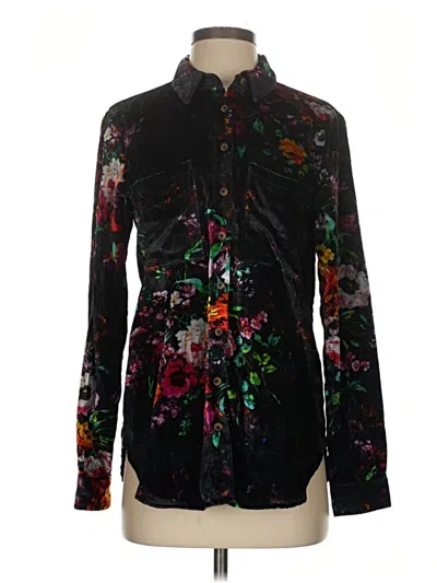 Pre-owned Pilcro Long Sleeve Button Down Shirt In Black