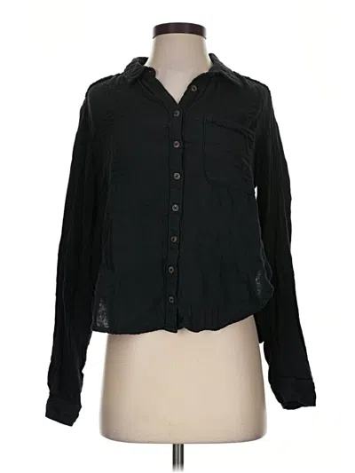 Pre-owned Pilcro Long Sleeve Button Down Shirt In Black