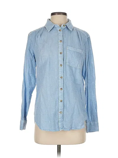 Pre-owned Pilcro Long Sleeve Button Down Shirt In Blue