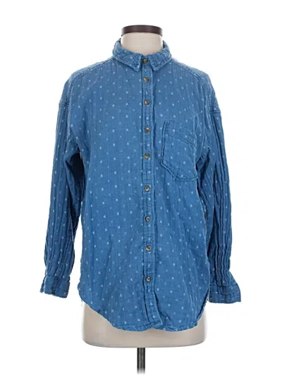 Pre-owned Pilcro Long Sleeve Button Down Shirt In Blue