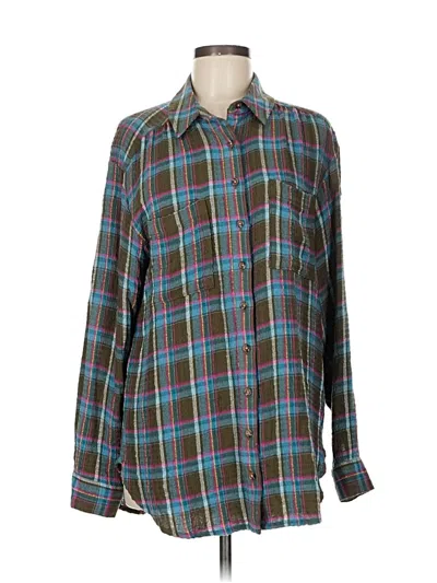 Pre-owned Pilcro Long Sleeve Button Down Shirt In Blue