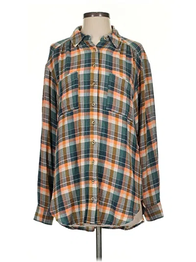 Pre-owned Pilcro Long Sleeve Button Down Shirt In Blue