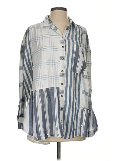 Pre-owned Pilcro Long Sleeve Button Down Shirt In Blue