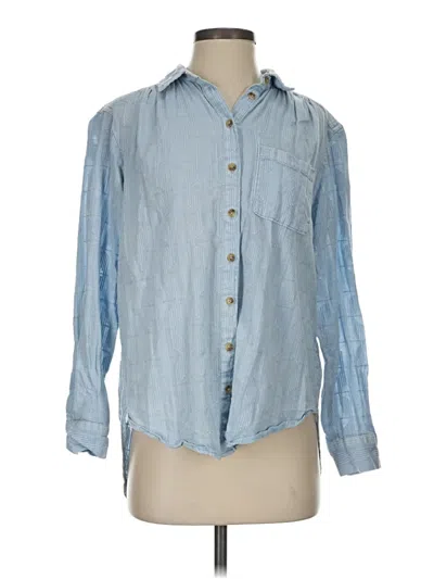 Pre-owned Pilcro Long Sleeve Button Down Shirt In Blue
