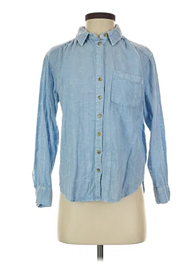Pre-owned Pilcro Long Sleeve Button Down Shirt In Blue