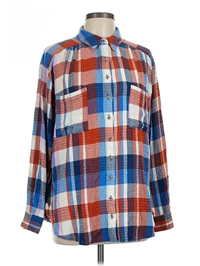 Pre-owned Pilcro Long Sleeve Button Down Shirt In Blue