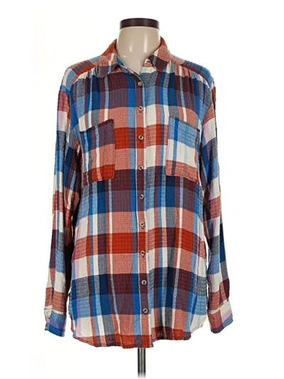 Pre-owned Pilcro Long Sleeve Button Down Shirt In Blue