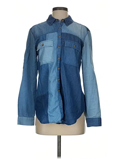 Pre-owned Pilcro Long Sleeve Button Down Shirt In Blue