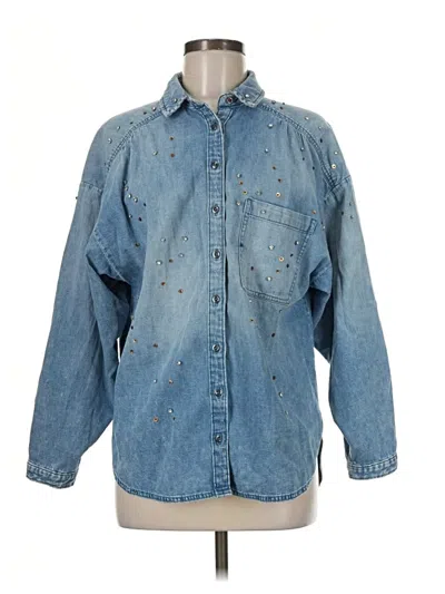Pre-owned Pilcro Long Sleeve Button Down Shirt In Blue