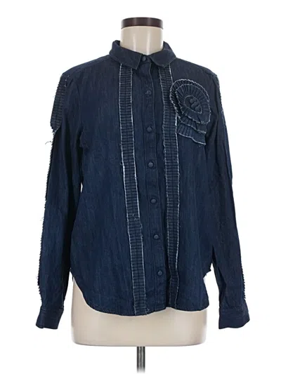 Pre-owned Pilcro Long Sleeve Button Down Shirt In Blue