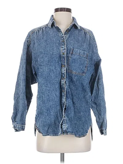 Pre-owned Pilcro Long Sleeve Button Down Shirt In Blue