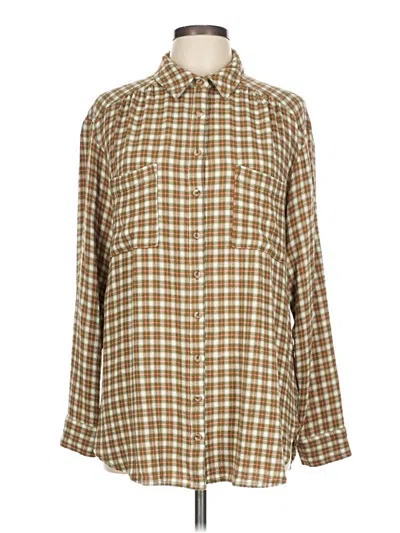 Pre-owned Pilcro Long Sleeve Button Down Shirt In Brown