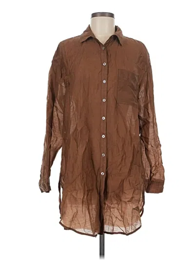 Pre-owned Pilcro Long Sleeve Button Down Shirt In Brown