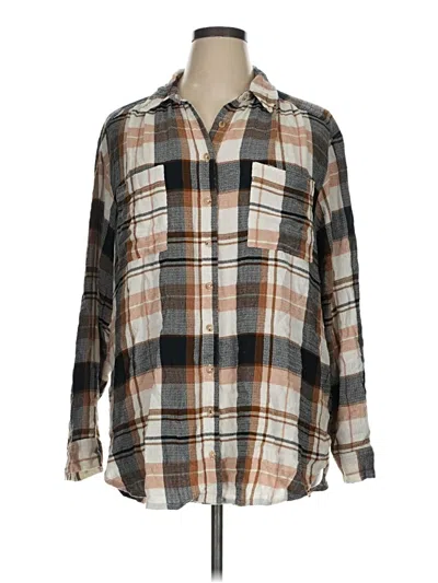 Pre-owned Pilcro Long Sleeve Button Down Shirt In Brown