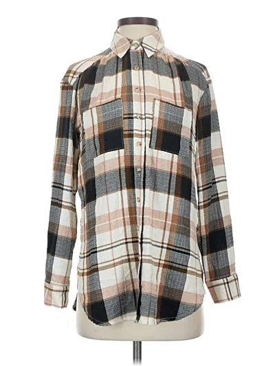 Pre-owned Pilcro Long Sleeve Button Down Shirt In Brown