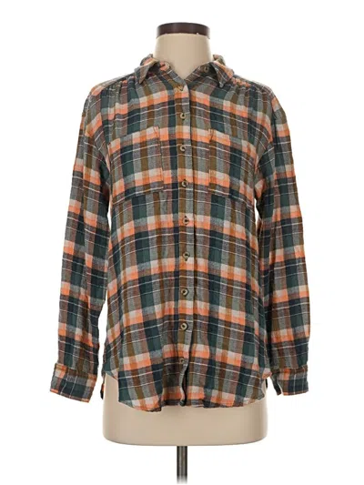 Pre-owned Pilcro Long Sleeve Button Down Shirt In Brown