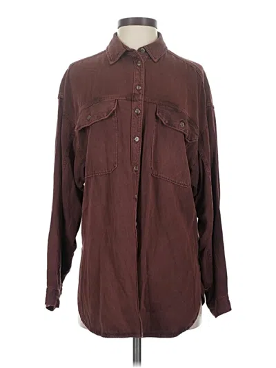Pre-owned Pilcro Long Sleeve Button Down Shirt In Brown