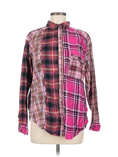 Pre-owned Pilcro Long Sleeve Button Down Shirt In Burgundy