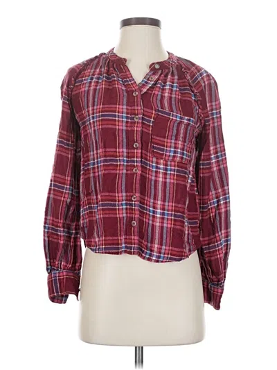 Pre-owned Pilcro Long Sleeve Button Down Shirt In Burgundy