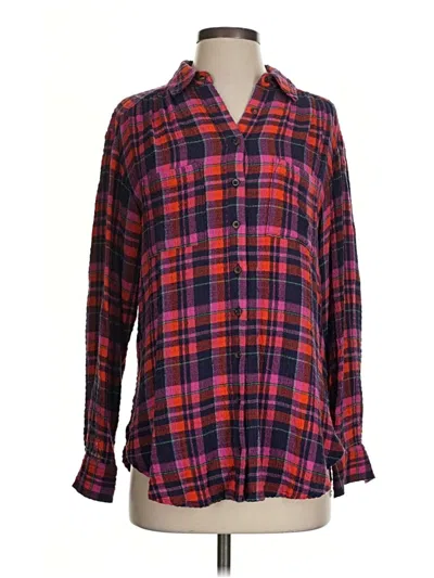 Pre-owned Pilcro Long Sleeve Button Down Shirt In Burgundy