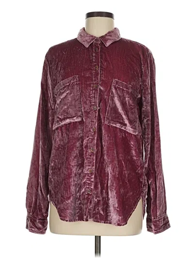 Pre-owned Pilcro Long Sleeve Button Down Shirt In Burgundy